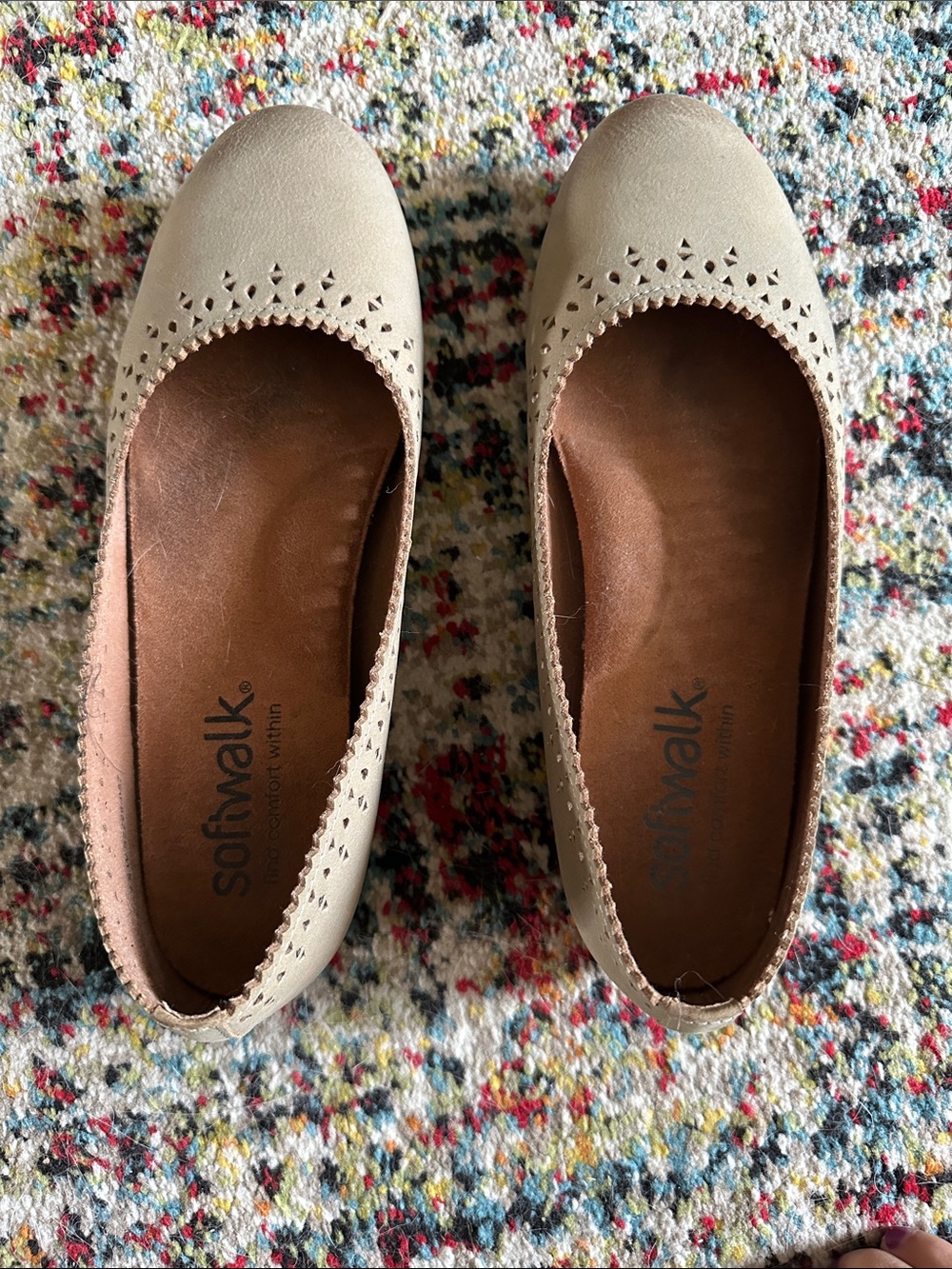 SoftWalk Selma Taupe Leather Ballet Flats